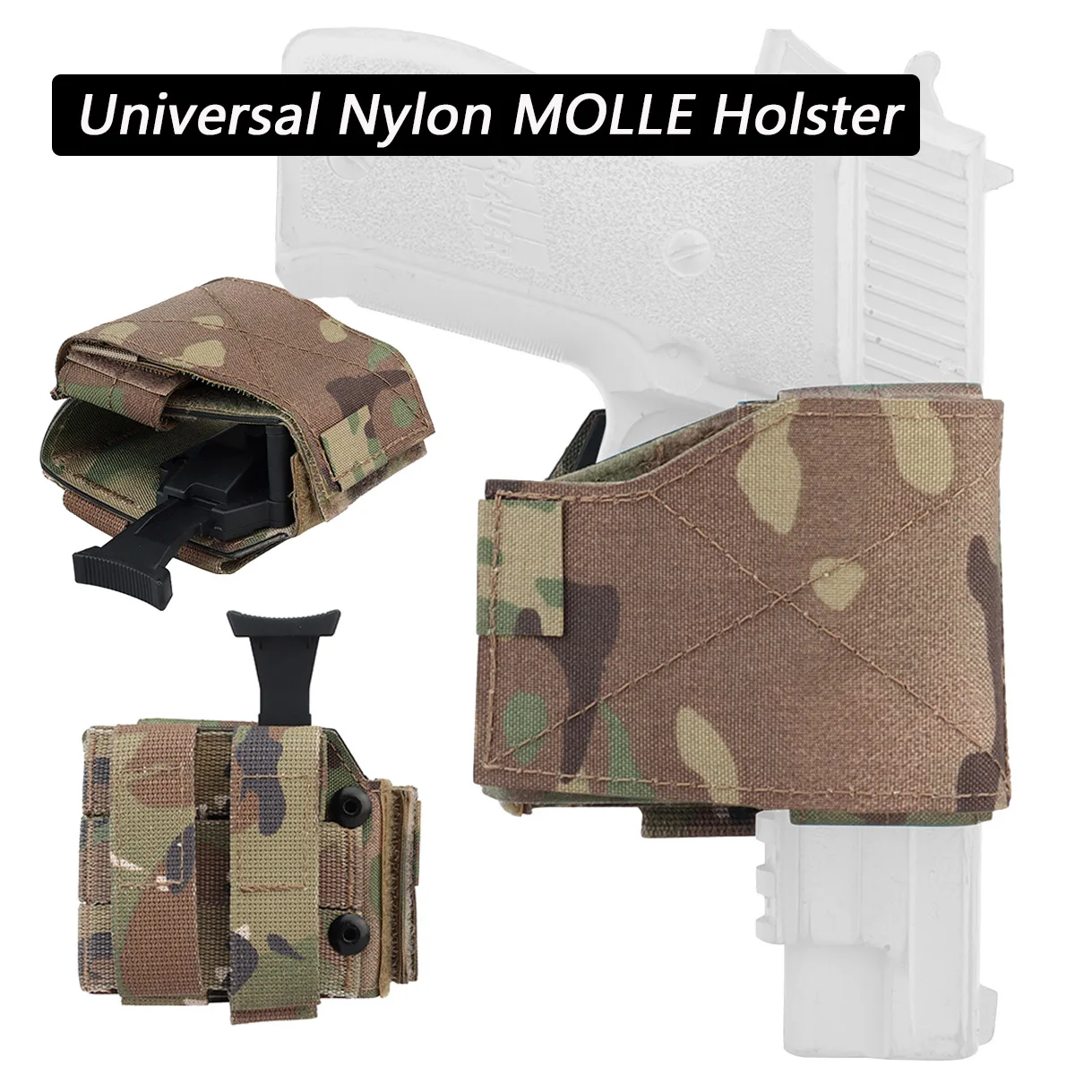 

Universal Holster for 1911 G17 G19 Molle Release Hunting Holster Small Lightweight Versatile Adjustable Holster QD Pouches