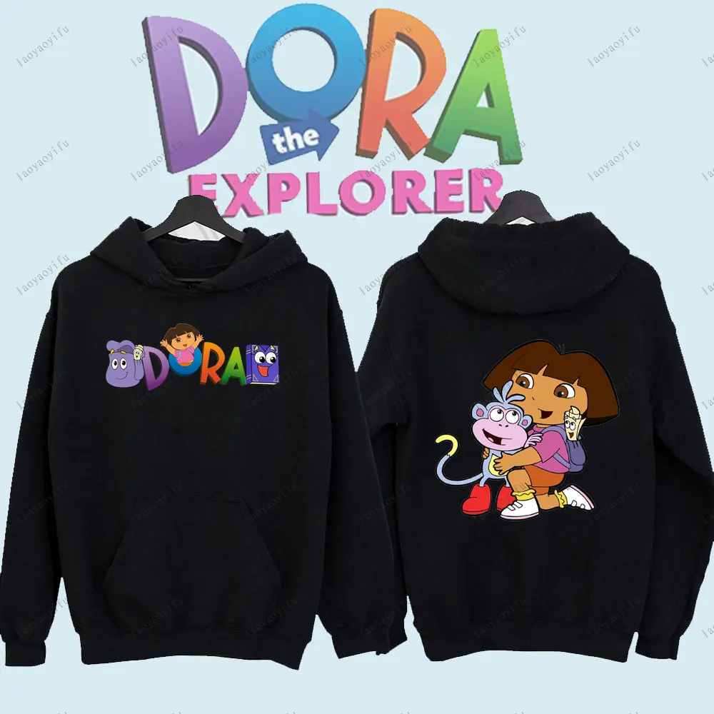 Dora The Explorer لطيف أنيمي الكرتون البلوز الشتاء الدفء هوديي للجنسين النساء الرجال ملابس رياضية شخصية مريحة #5