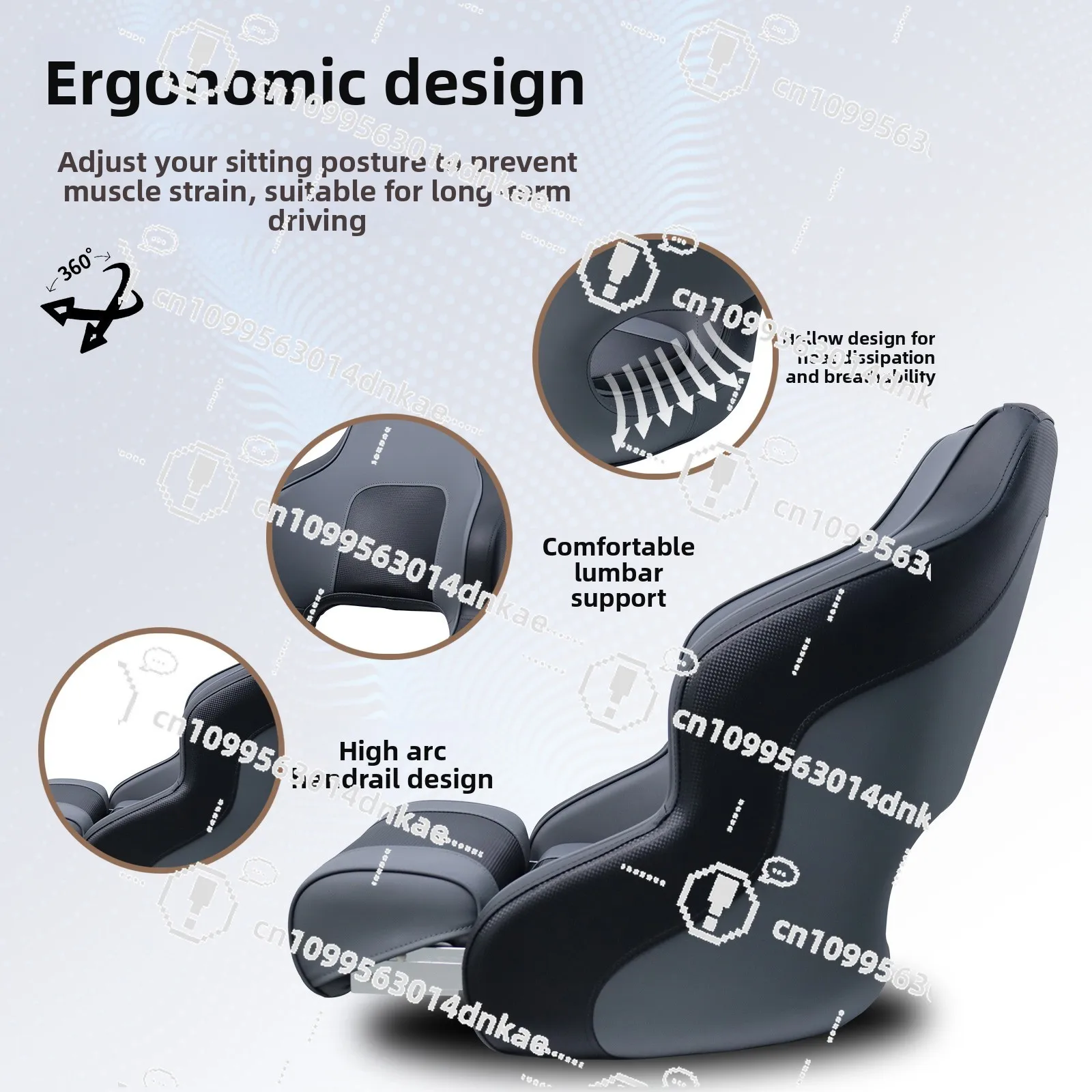Deluxe Marine Driver's Chair Foldable Boat Chair, High Backrest Soft Package Boat Seat