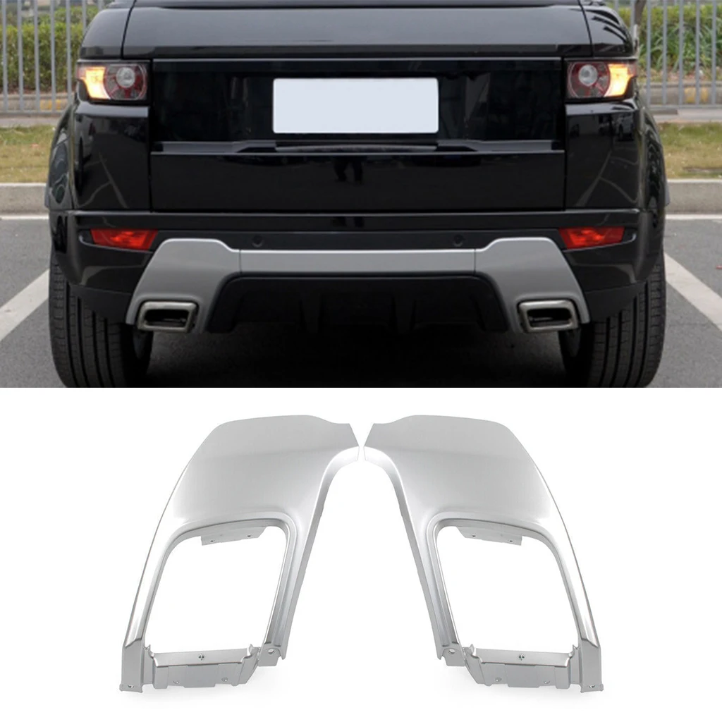 Silver Car Rear Bumper Tail Throat Exhaust Pipe Trim For Land Rover Range Rover Evoque 2012 2013 2014 2015 2016 2017 2018