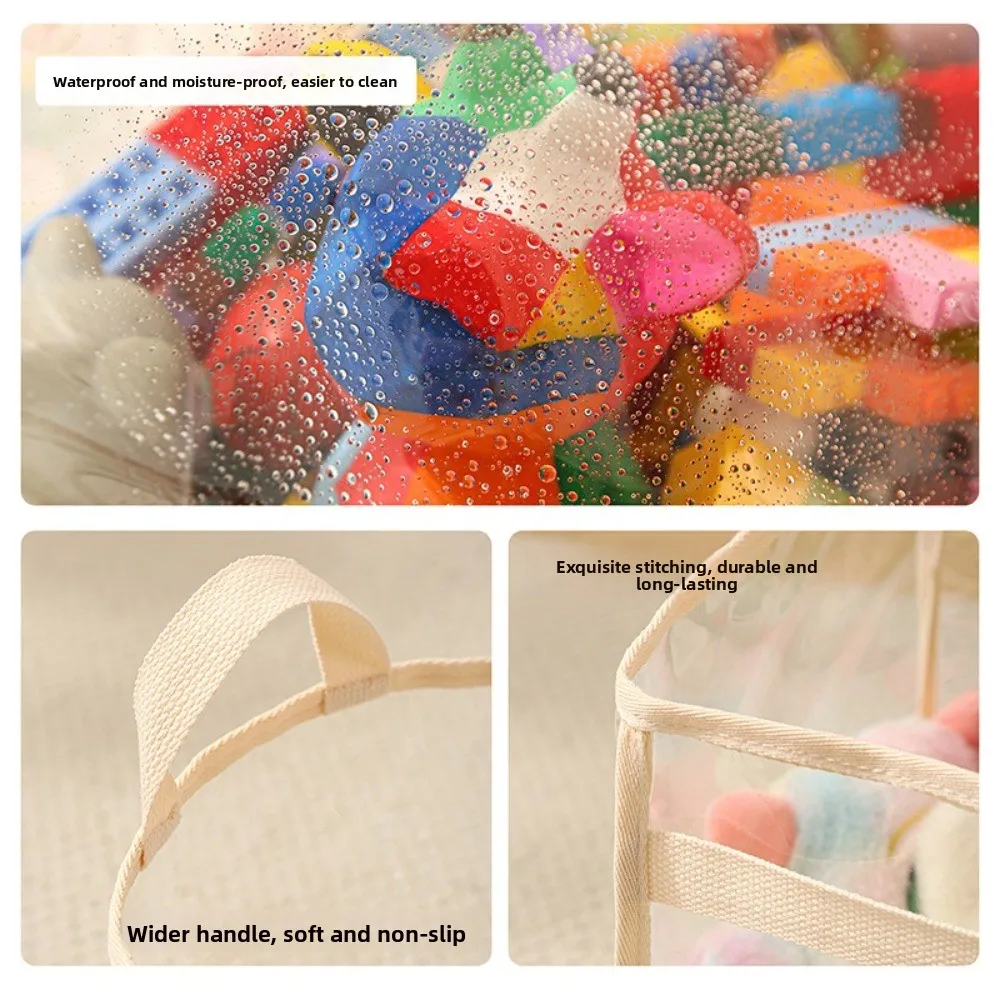 New PVC Doll Storage Basket with Handle Transparent Organizer Space Saving Large-capacity Toys Storage Household Use