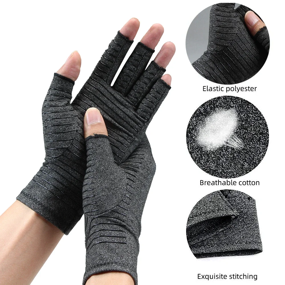 1 Pair Compression Arthritis Gloves Premium Arthritic Joint Pain Relief Hand Gloves Therapy Open Fingers Compression Gloves