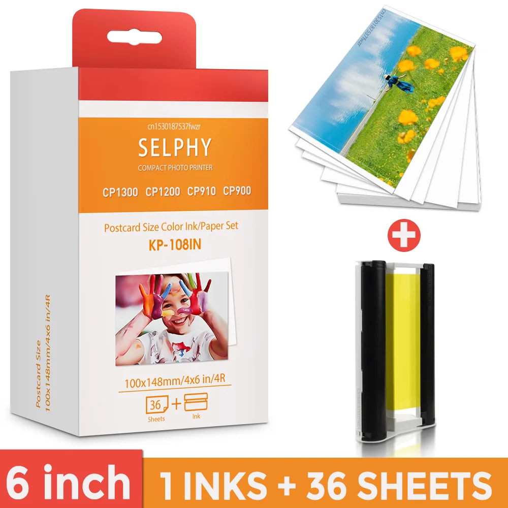 6 Inch Compatible Canon Selphy CP1300 Ink and Paper CP1500 Selphy Ink Cartridge Compatible Selphy Printer CP1200 CP910 CP900