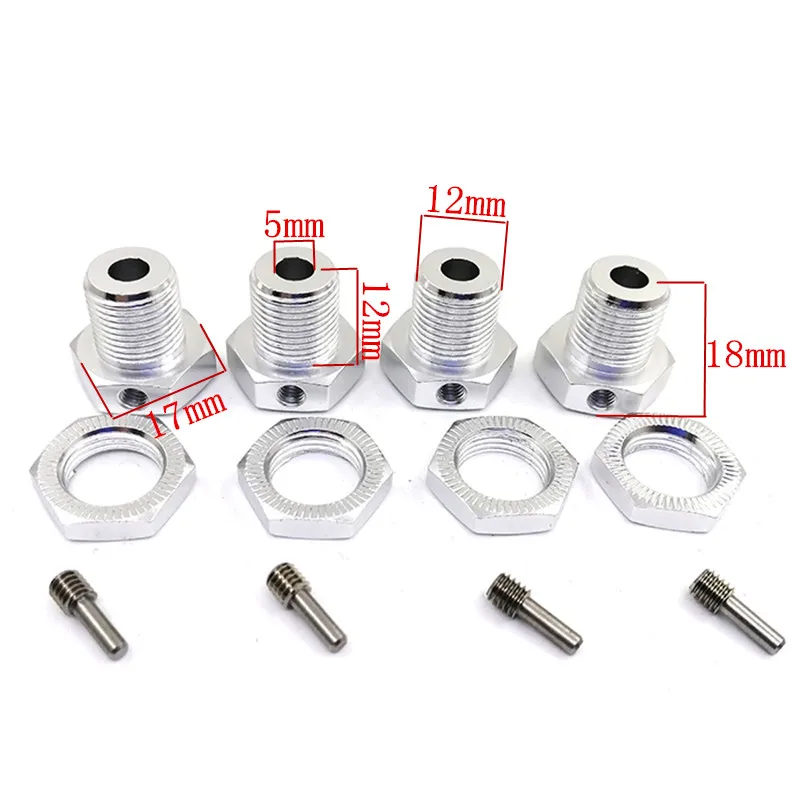 4 Pieces RC Car Upgrade Metal Wheel Hex Hub 17mm Tire Adapter Nut 5mm For 1/10 Scale Models Hobby Traxxas E-Revo