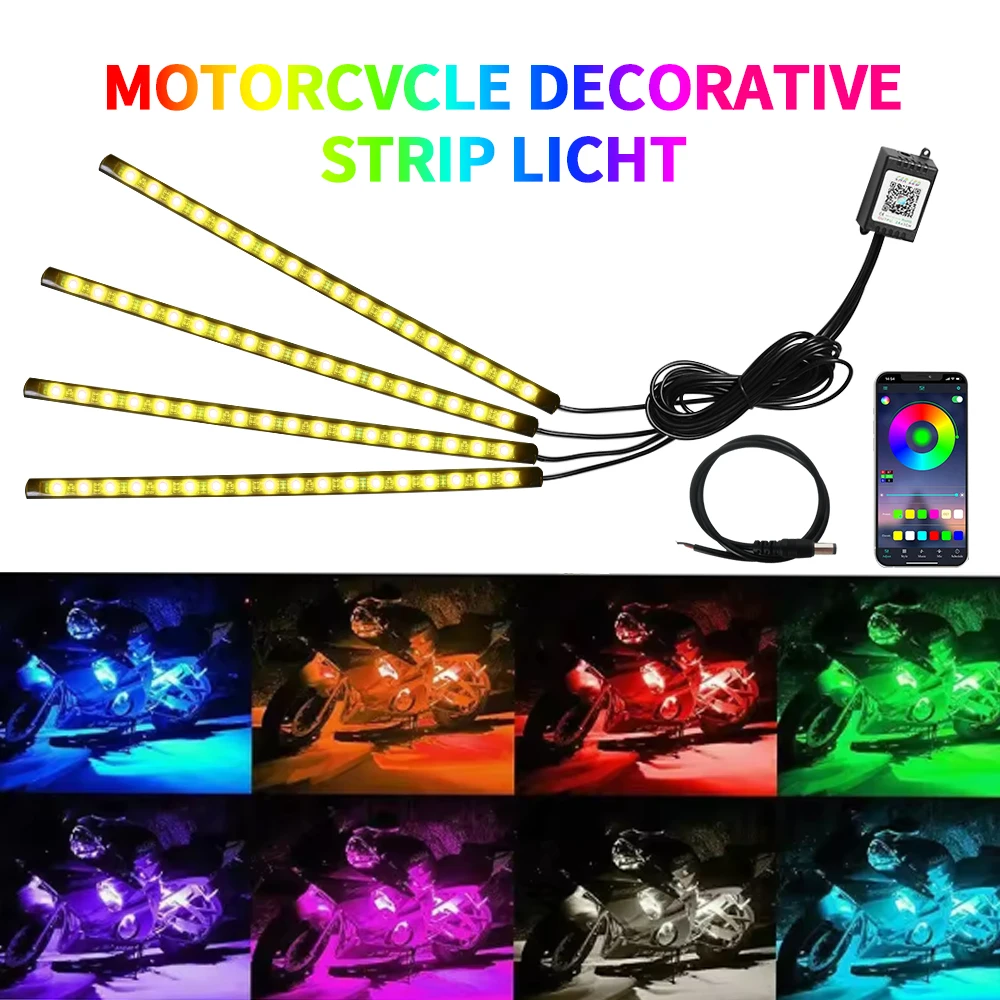 Motorcycle Underglow Lights Ambient LED Light Strips RGB Waterproof Wireless App & Remote Control  For Yamaha BMW Harley Suzuki