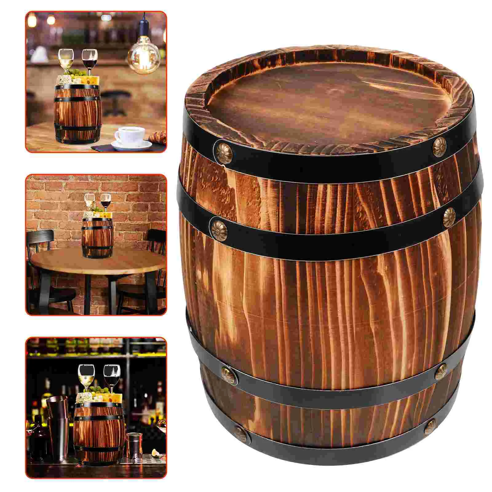 Flowerpot Barrel Decoration Whiskey Decanter Wooden Cocktail Dispenser Barrels for