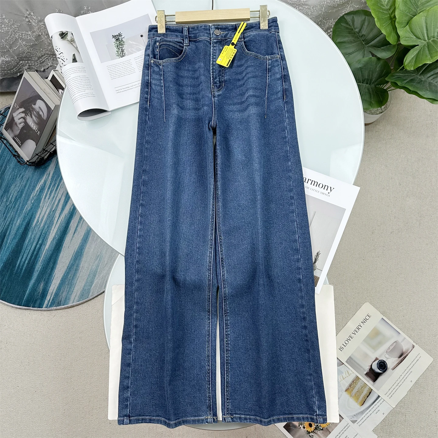 

High Waist Loose Fit Straight Leg Jeans Women's Spring 2026 New Style Casual Loose Long Pants Cotton Button Closure
