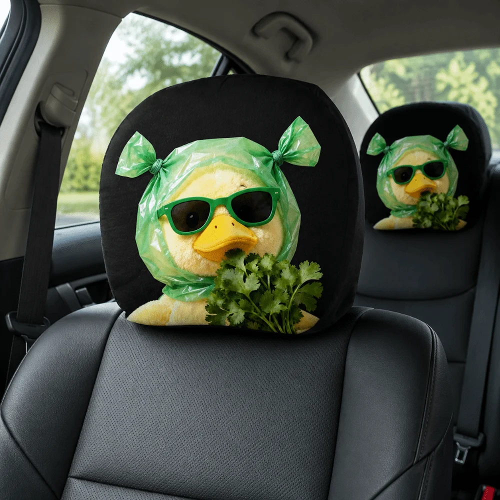 Soft Stretch Fabric Car Headrest Covers Non-Slip Design Easy To Install Car Interior Decor Accessories Printed Pattern