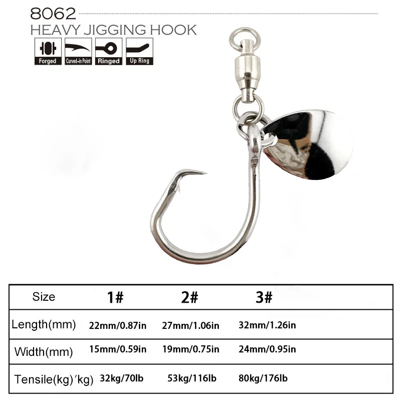 مجموعة من 5 خطافات مصممة لصيد الأسماك في المياه المالحة مع خطافات حادة من الفولاذ الكربوني المطعوم لأوزان الطعم بين 1.76 أونصة و17.6 أونصة تستهدف سمك السلمون والتونة والباس والهامور وسمك النهاش - عيد الفصح - عيد الشكر