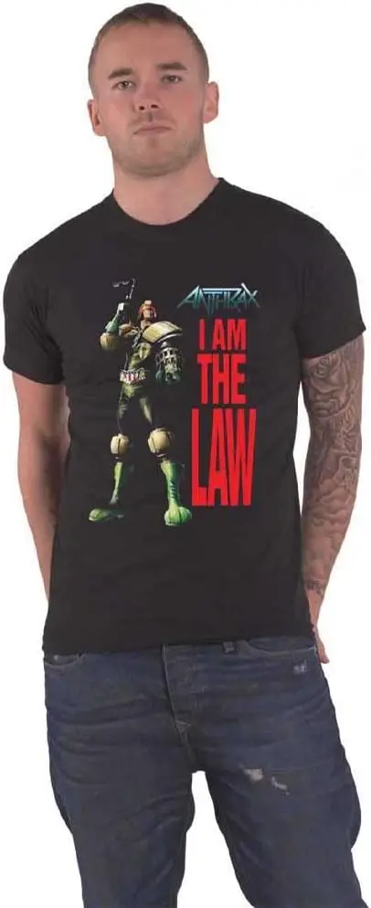 Anthrax T Shirt I Am The Law Pose Band Logo Official Mens Black