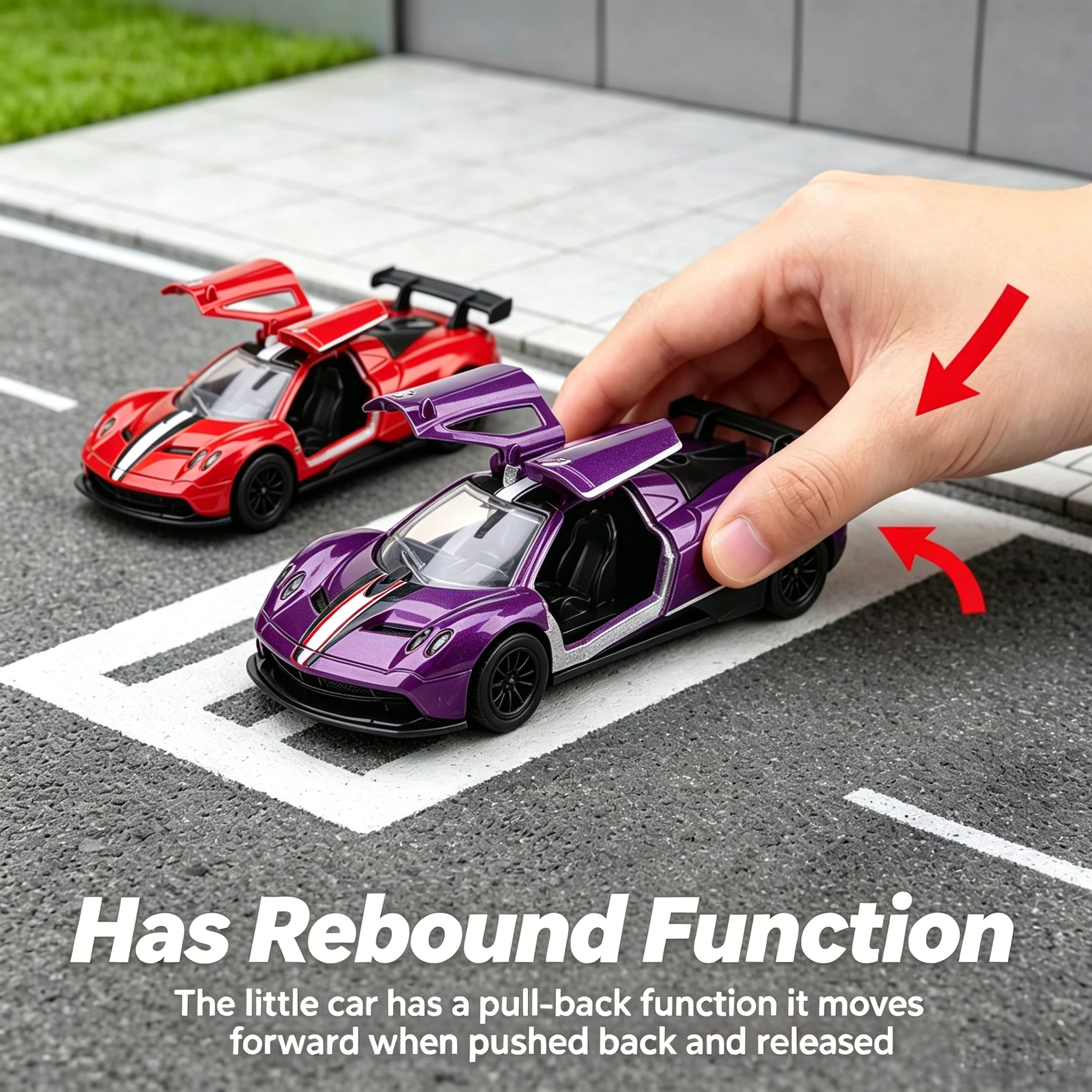 (Corrugated Box) 1/36 Scale, Alloy Track Sports Car Style Toy Car, Powerful Spring, Metal Casting,the Best Gift.