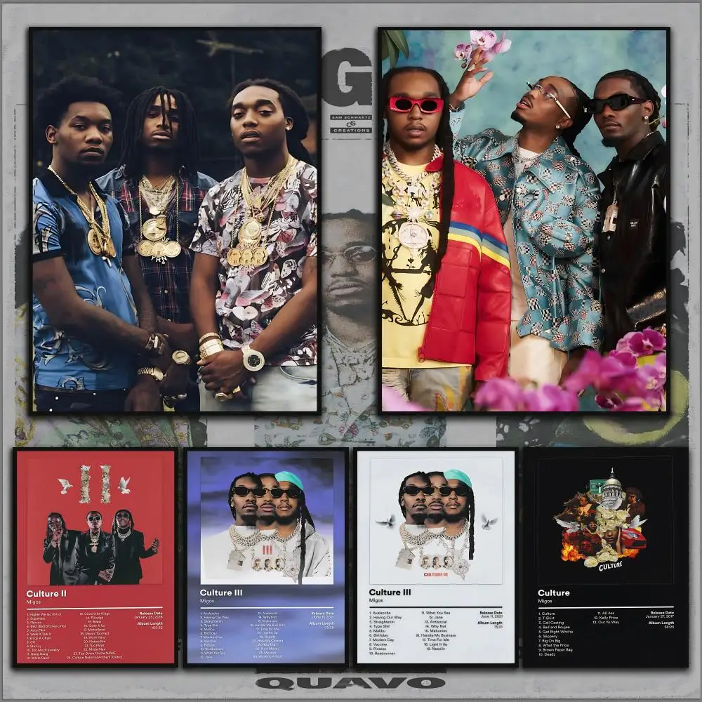Affiche d'album de rappeur M-Migos, décoration murale esthétique imperméable pour la maison, la chambre, le bar, le couloir