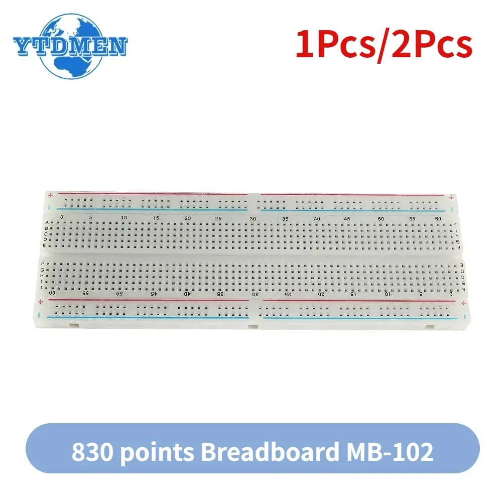 1/2pcs MB102 Solderless Breadboard 830 Plug Holes Versatile Prototyping Circuit Testing Boards MB-102 for DIY Electronic