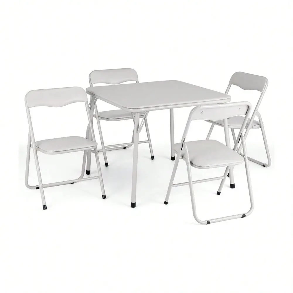 

Card Table And Chair Set Of 3, holstered Foldable Table And Chair Set, Portable Metal Frame Childrens Activity Table And Chai