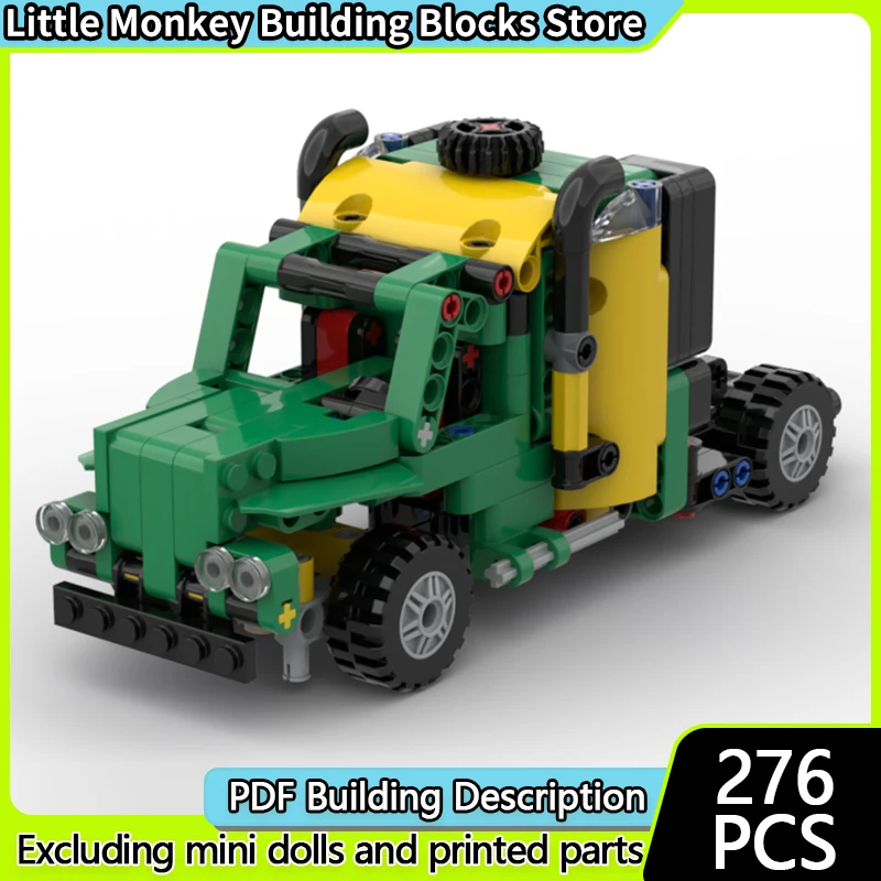 Stadt Auto Modell MOC Bausteine Amerikanischen Langnasigen Lkw Modulare Technologie Kinder Urlaub Geschenke Montieren Spielzeug Anzug