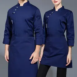Unissex camisa profissional de chef, mulheres e homens, trespassado, manga longa, resistente a manchas, uniforme de cozinha