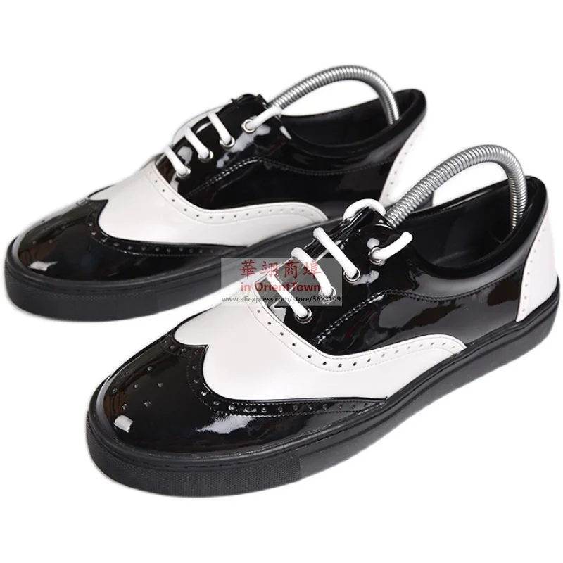 Dark Popping University High School Student Shoes Guy Perfessional Locking Fashion Lacquer Leather Shiny Stage Dance Shoe Male