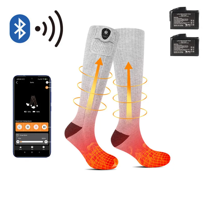 Winter Electric Heated Socks for Men Women with APP Control Rechargeable Heated Socks with Battery Ski Socks Sports Foot Warmer