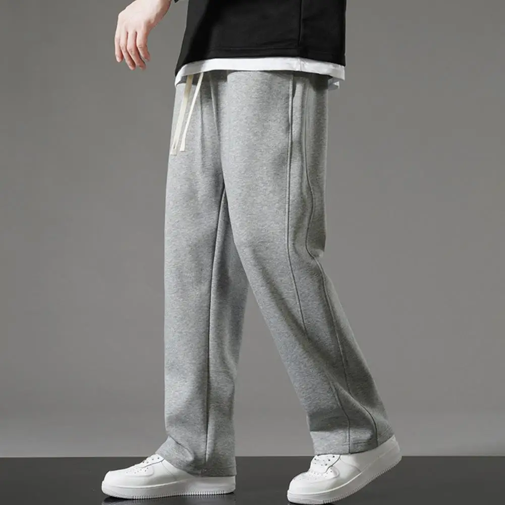 

Men Daily Sweatpants Men's Drawstring Elastic Waist Wide Leg Sweatpants with Pockets for Daily Wear Casual Sport Activities