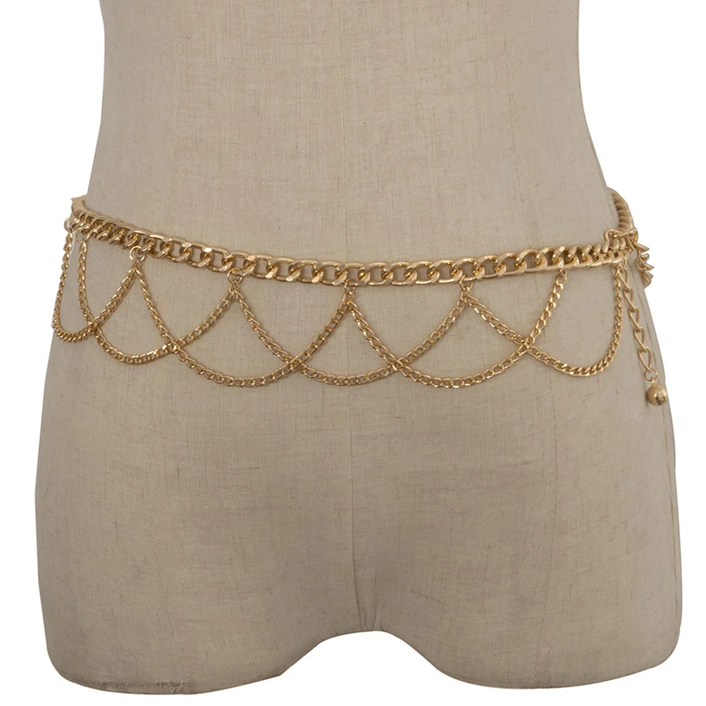 Corpo femminile in metallo a forma di U per donna Catena decorativa in vita per pantaloni Jeans Pantaloni Design con nappe Corpo in vita alla moda