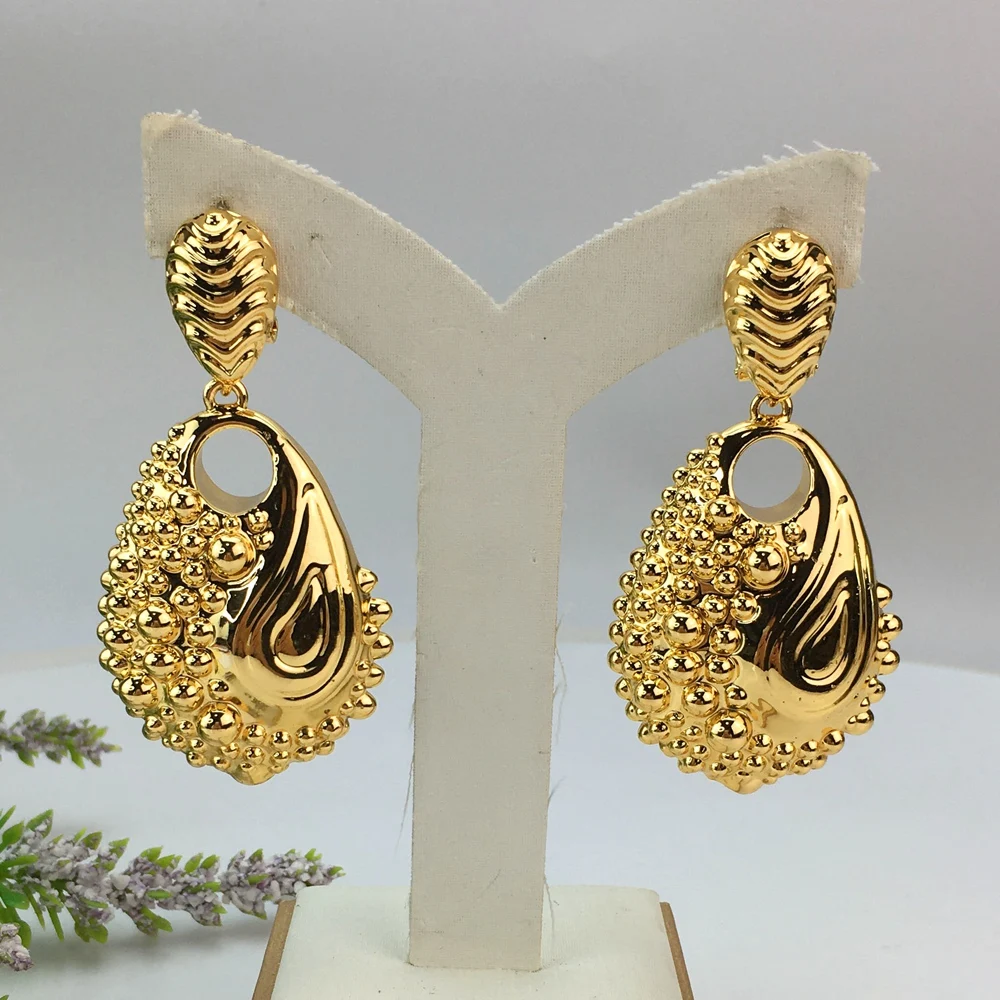 

American African Nigeria Fashion Big Drop Earrings Large Flower Style For Woman Daily Wear Jewelry Gifts FHK16786