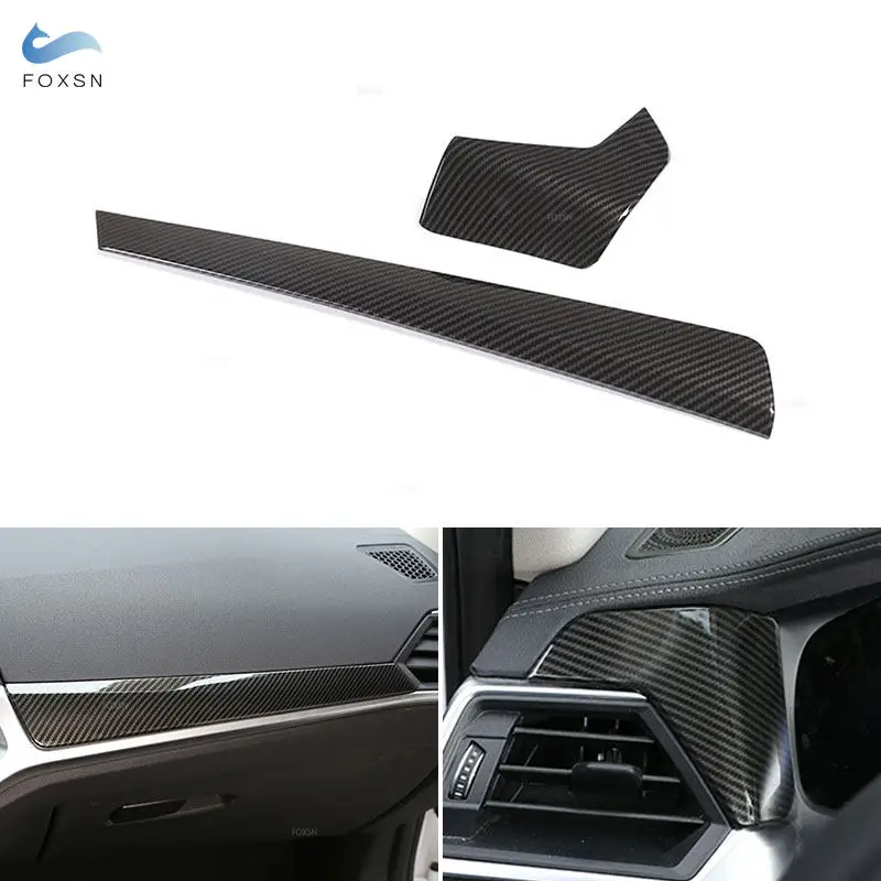 Car Styling Carbon Fiber Texture Center Dashboard Panel Passenger Side Cover Trim For BMW 3 Series G20 G28 2019 2020 2021 LHD