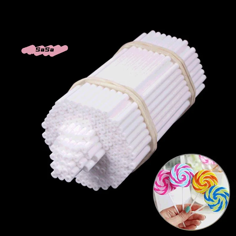 100 قطعة من أعواد المصاصة البلاستيكية البيضاء المجوفة للحفلات مصاصة الحلوى كعكة Po-p العصي صنع مصاصة السكر والشوكولاتة