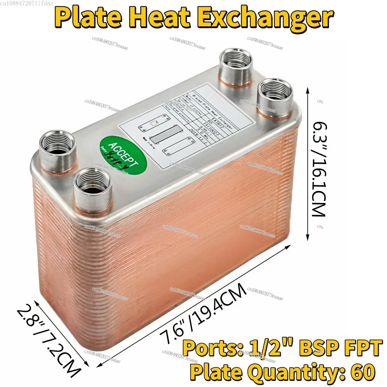 

30 40 60 Plates Heat Exchanger Wort Chiller Stainless Steel Homebrew Brewing Beer Cooler Counterflow Chiller Water Heating GG BB