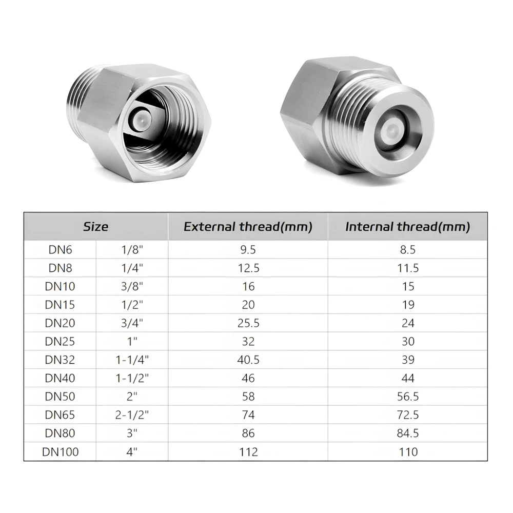 SS304 Gewinde-Rückschlagventil, männlich/weiblich, 1/4"/1/2"/3/4"/1", Hochtemperatur-Einwegventil für Hydraulik, Dampf, Gas, Flüssigkeiten – Detail 1