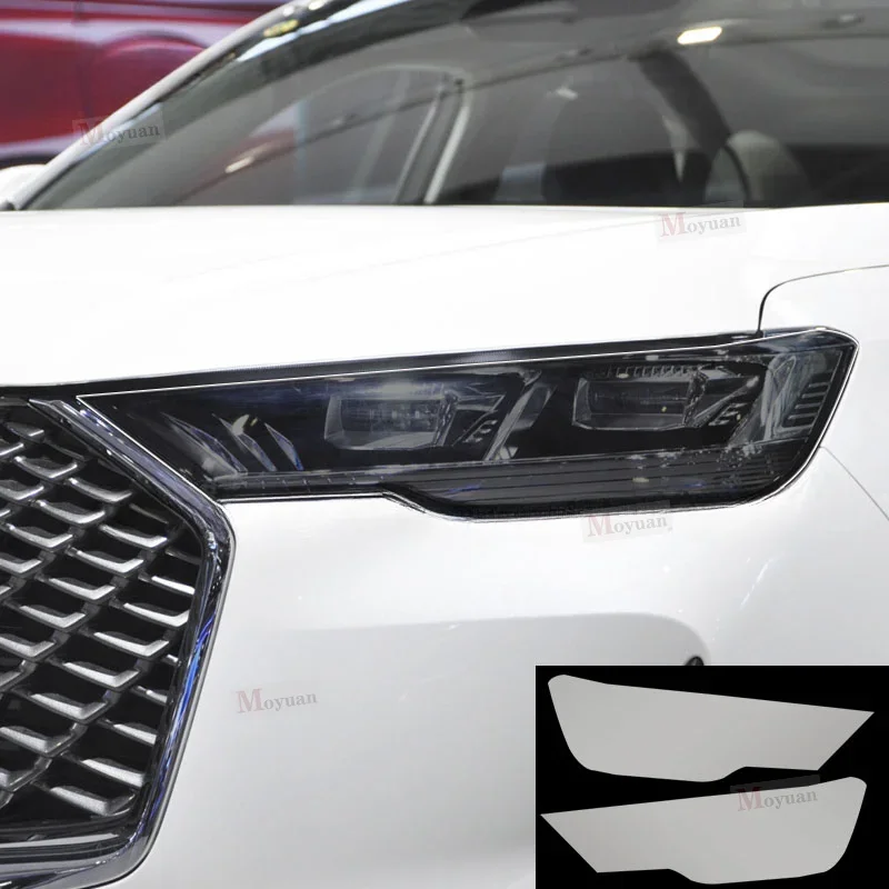 2 Pcs Car Headlight Protective Film Headlamp Restoration Transparent Black TPU Sticker For GWM Haval H6 2021-2022 Accessories