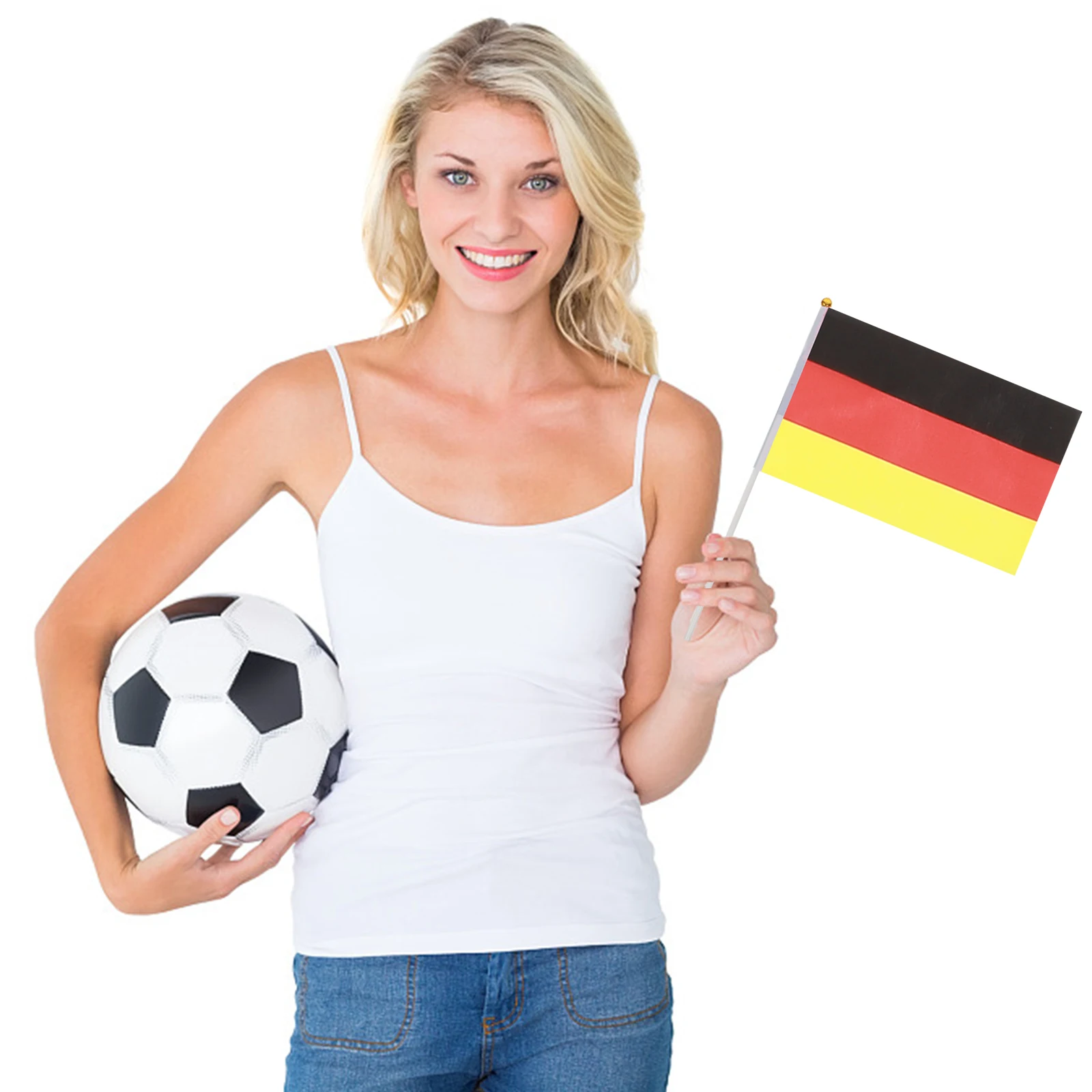 

32pcs Hand Waving Flags Polyester Lightweight Portable Party Sport Event Decoration National Banner Stick Flags