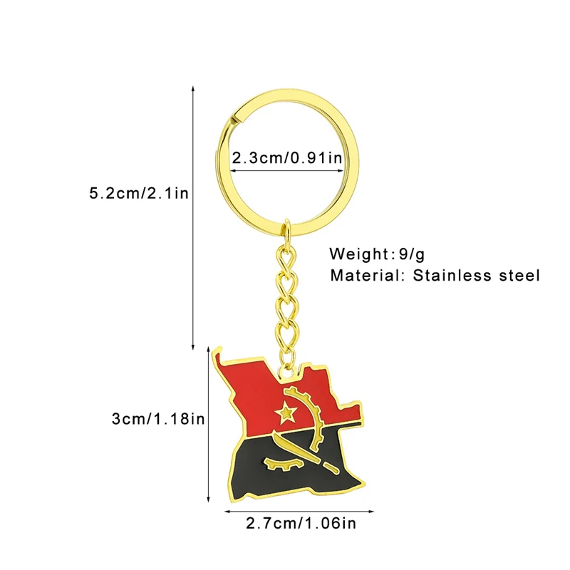 Mapa Angola wisiorek flaga brelok afrykańska biżuteria angolskich Map kraju breloczek do kluczy dla kobiet mężczyzn ze stali nierdzewnej