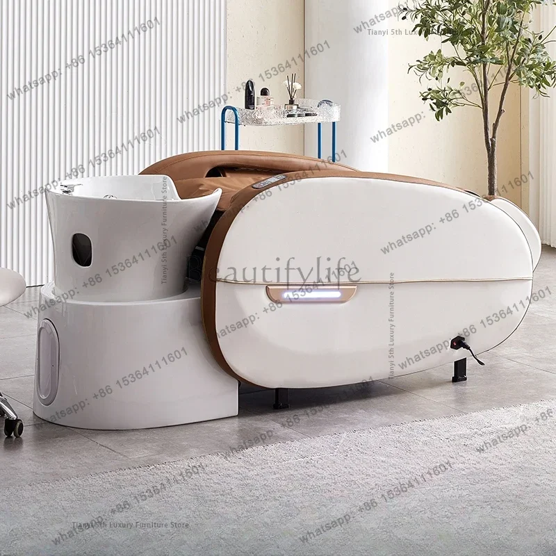 LSHigh-end Water Cycle Shampoo Chairs Smart Electric Massage Shampoo Chairs Shower Head Spa Salon Furniture Silla De Champu FYSB