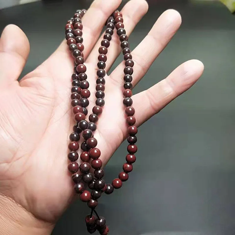 Natural Chicken Blood Stone Jade 108 Bead Mala Buddha Bead Bracelets Bangle Men Women Healing Gemstone Fine Jewelry Accessories