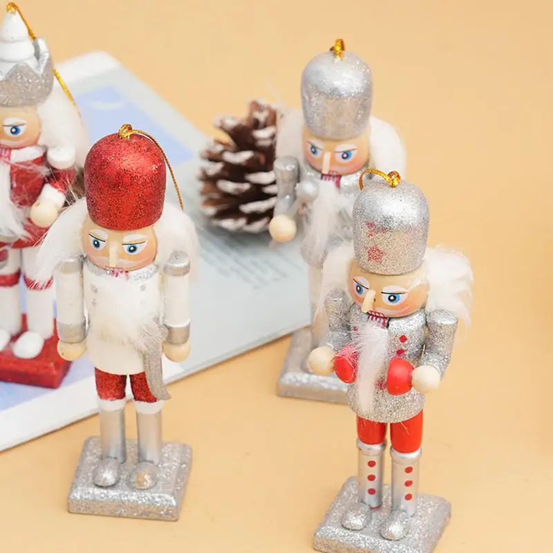 Christmas Nutcracker Decor 5pcs Sturdy Novelty Table Nutcracker Decor 12cm Rustic Christmas Tiered Tray Decor Stable Nutcracker