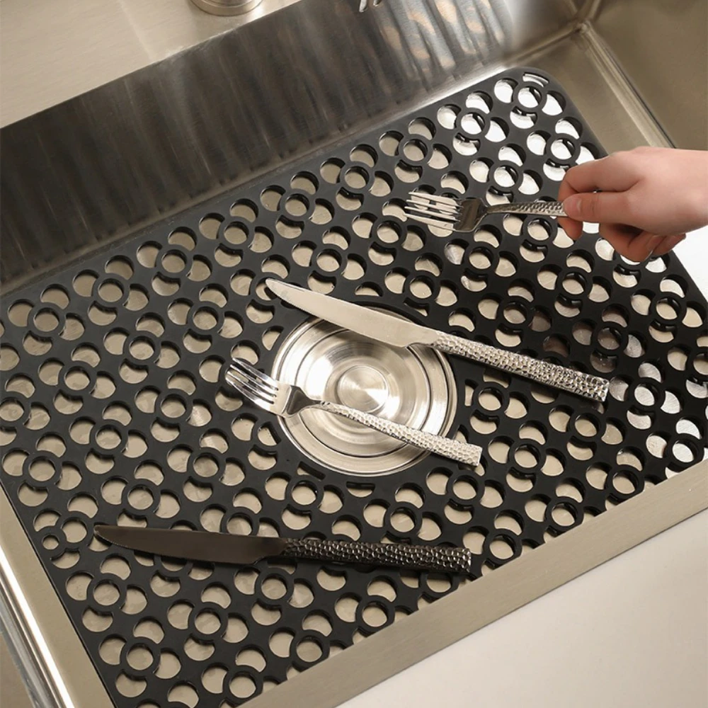 

Kitchen Silicone Sink Mat Heat-resistant Anti-slip Dish Draining Pad All-purpose Home Placemat Insulation Pad