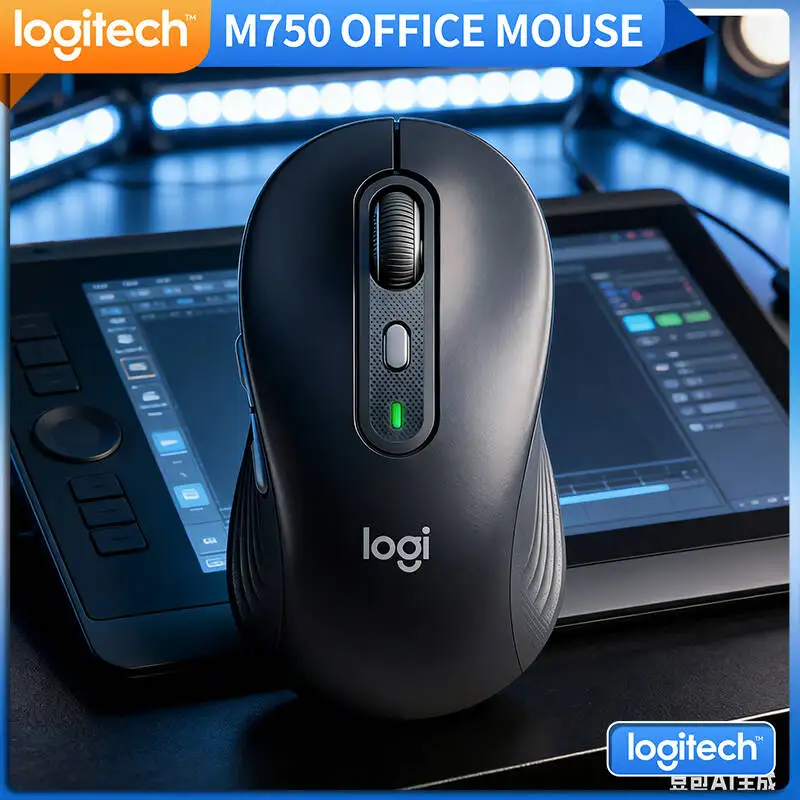 

M750 Ergonomic Office Mouse - 90% Click Noise Reduction, Quiet Clicks, SmartWheel, 24-Month Battery, Travel Friendly