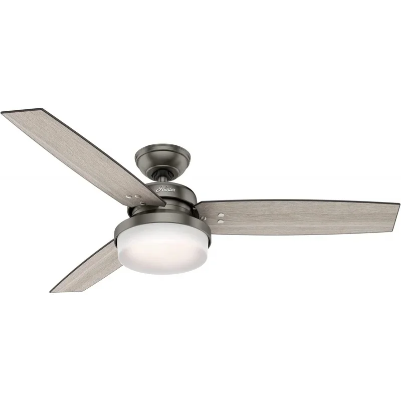 QW59211,52 Inch Sentinel Brushed Slate Ceiling Fan With LED Light Kit And Handheld Remote