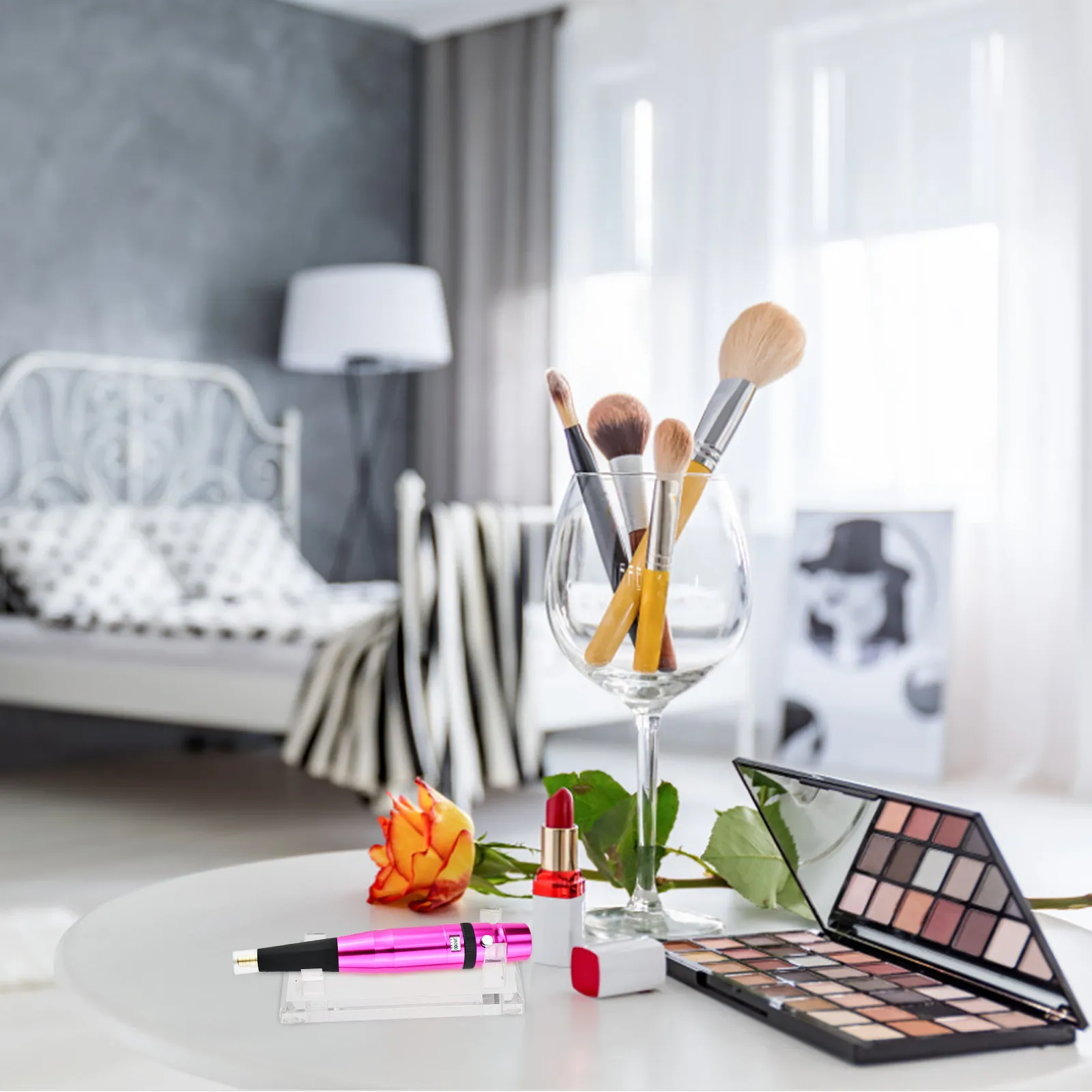 

1 шт. Прозрачная акриловая подставка для тату-машинок в форме цветка сливы, многофункциональный настольный органайзер для хранения, держатель для карандашей для бровей