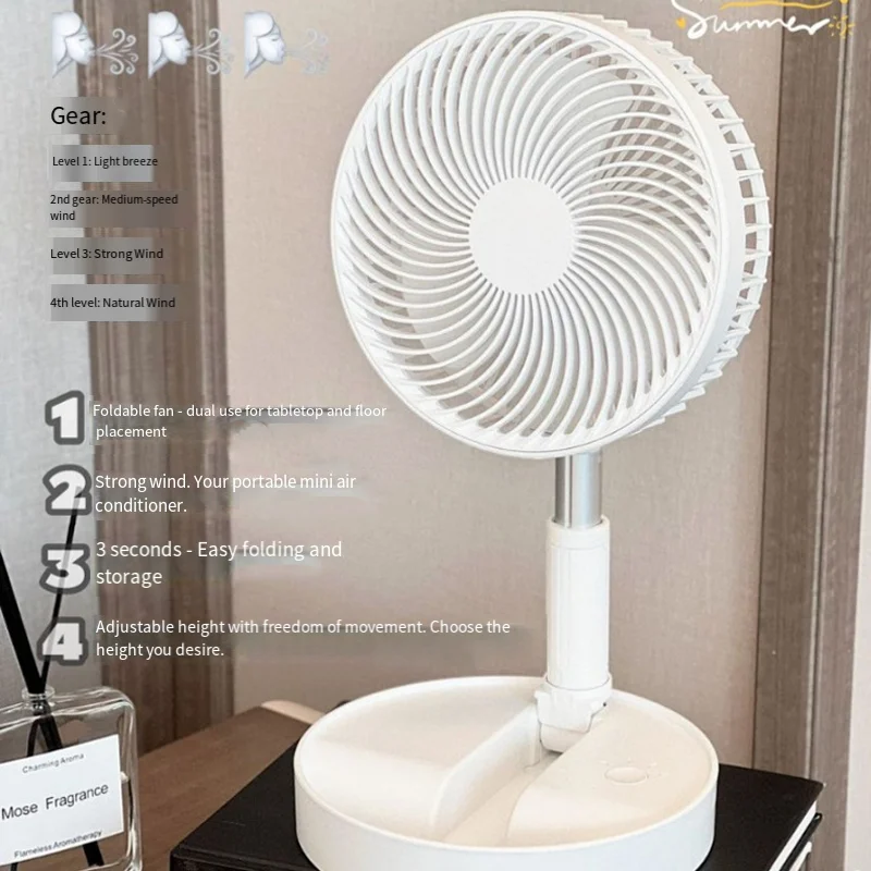 free adjustment telescopic fan charging model foldable portable mini electric fan dormitory outdoor activity fan   USB