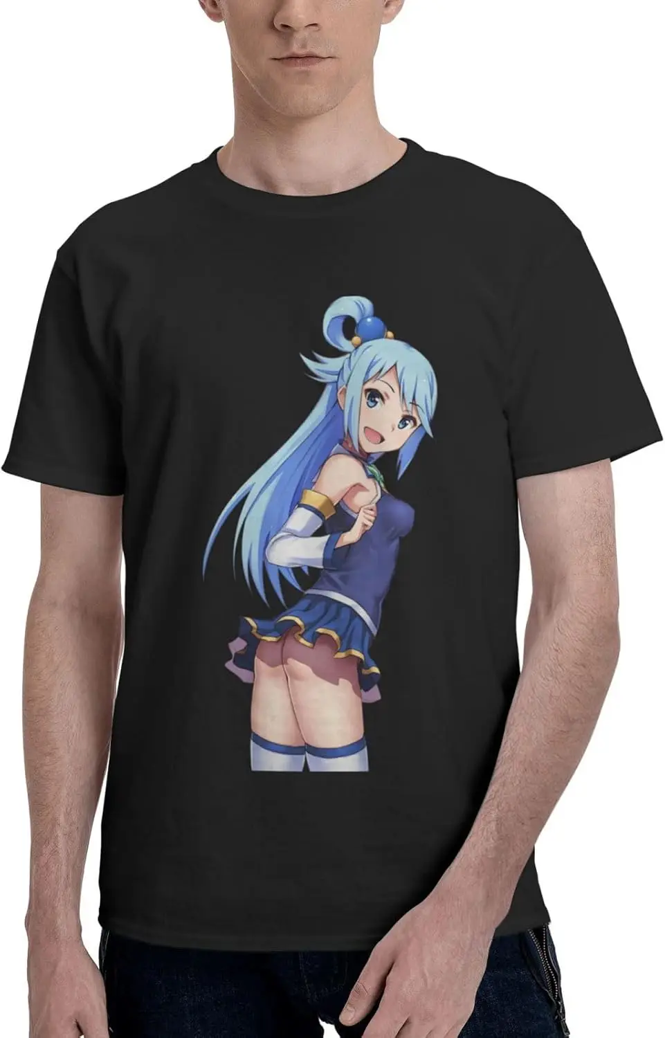 Anime Konosuba Aqua T Shirt Man's Summer Cotton Crew Neck Fashion Tee Cool Casual Tops