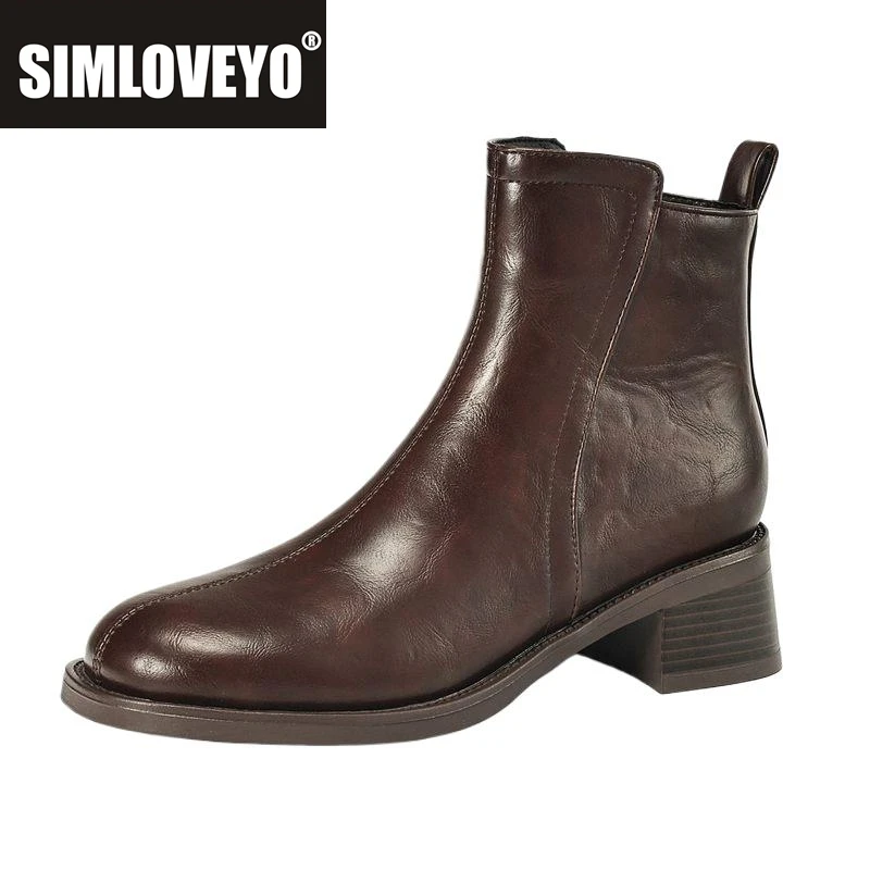 

SIMLOVEYO классические женские ботильоны с круглым носком на блочном каблуке 4,5 см, размер 41, 42, 43, винтажные повседневные женские ботинки для отдыха