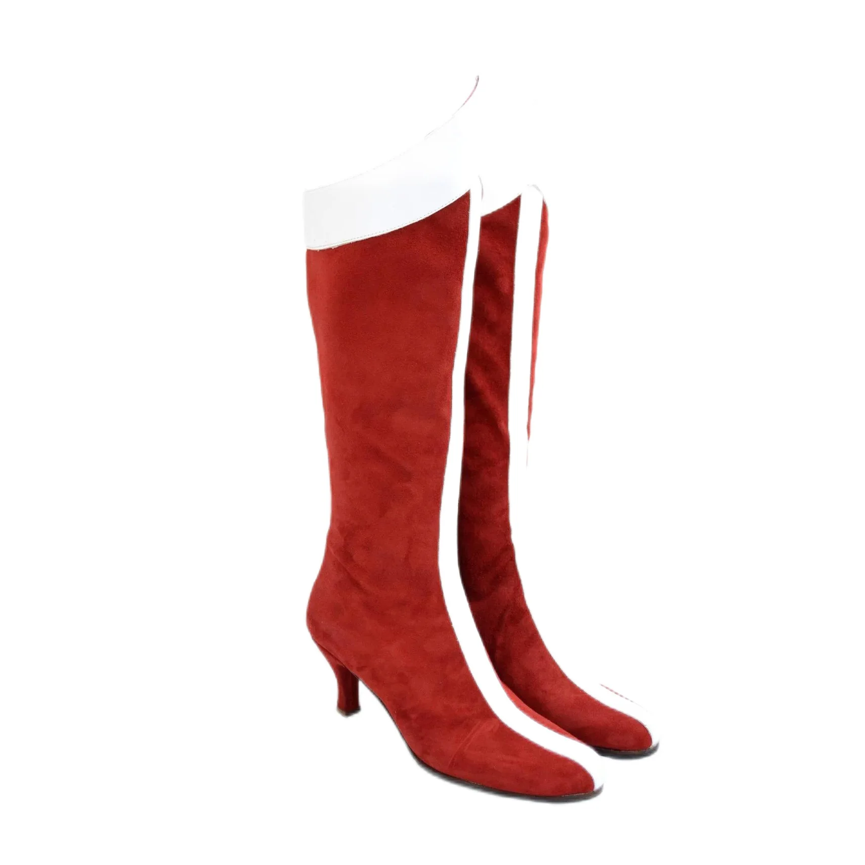 New European American Retro Medieval  Steampunk Renaissance Role Playing Stage Halloween Wonder Woman Red Long Boots