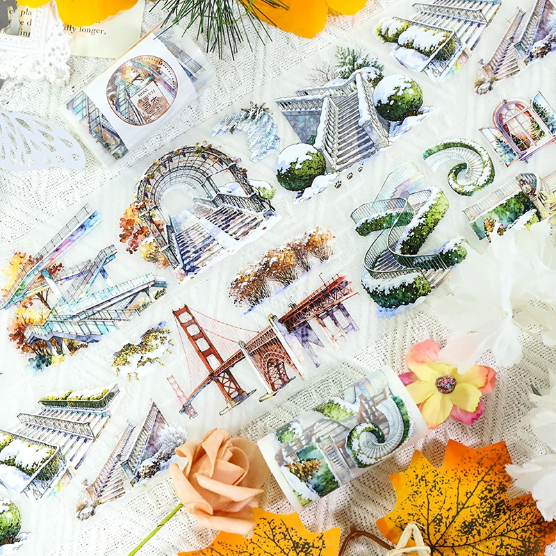 

70mm*200cm Vintage Snow Tree Ladder Landscape PET Tape Creative DIY Journal Material Collage Scrapbooking Stationery