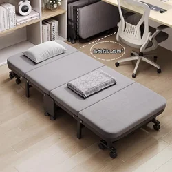 Convenient Small Size Office Folding Bed Nap Recliner Single Adult Hospital Escort Camp Bed with Pulley  Folding Furniture