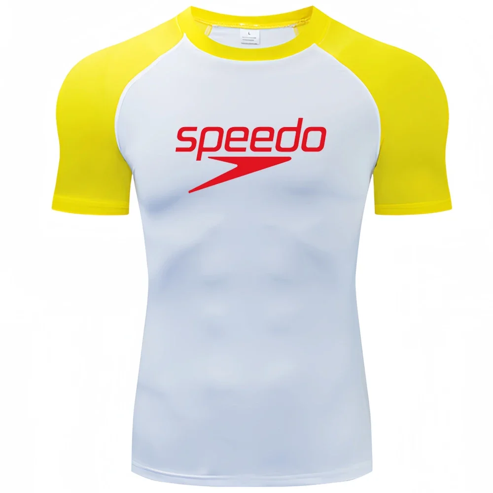 Männer Rash Guard Surfen Tauchen T-shirt Bademode Engen kurzarm T Shirt Schwimmen Floatsuit Top UV Schwimmen RashGuard Verhindern Quallen