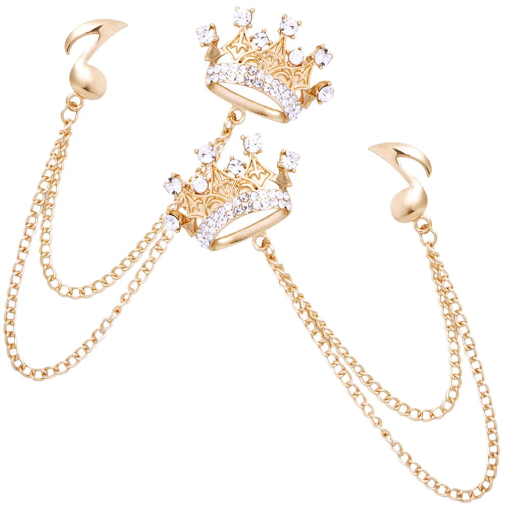 

2Pcs Premium Fringe Chain Brooch Pin for Men Women Lapel Collar Jewelry Suit Accessory Dress Scarf Cardigan Clip Gift