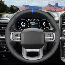 For Ford F-150 2021-2023 F150 Lightning 2022-2023 Accessories Car-styling Artificial Leather Braiding Car Steering Wheel Cover