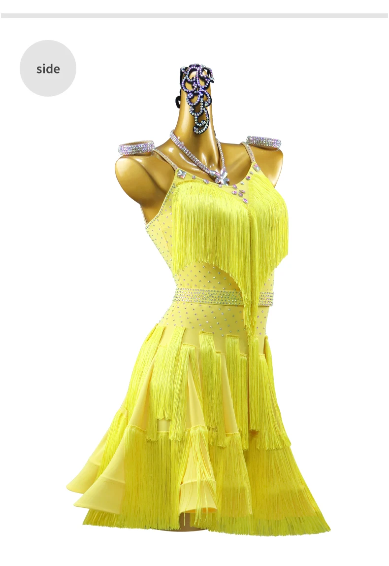 Sport-Tanzanzug für Mädchen, lateinamerikanisches Kleid für Damen, Tanzbekleidung, luxuriöse Wettbewerbskostüme, Cheerleader-Rock für Damen, Trainingsrock. – Detail 8