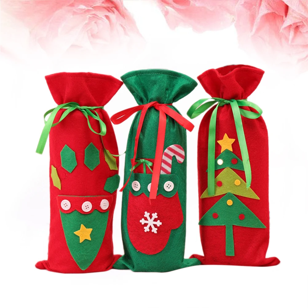 

3 PCS Wine Bottle Cover Christmas Decoration for Protector Sleeves Holiday Season Covers